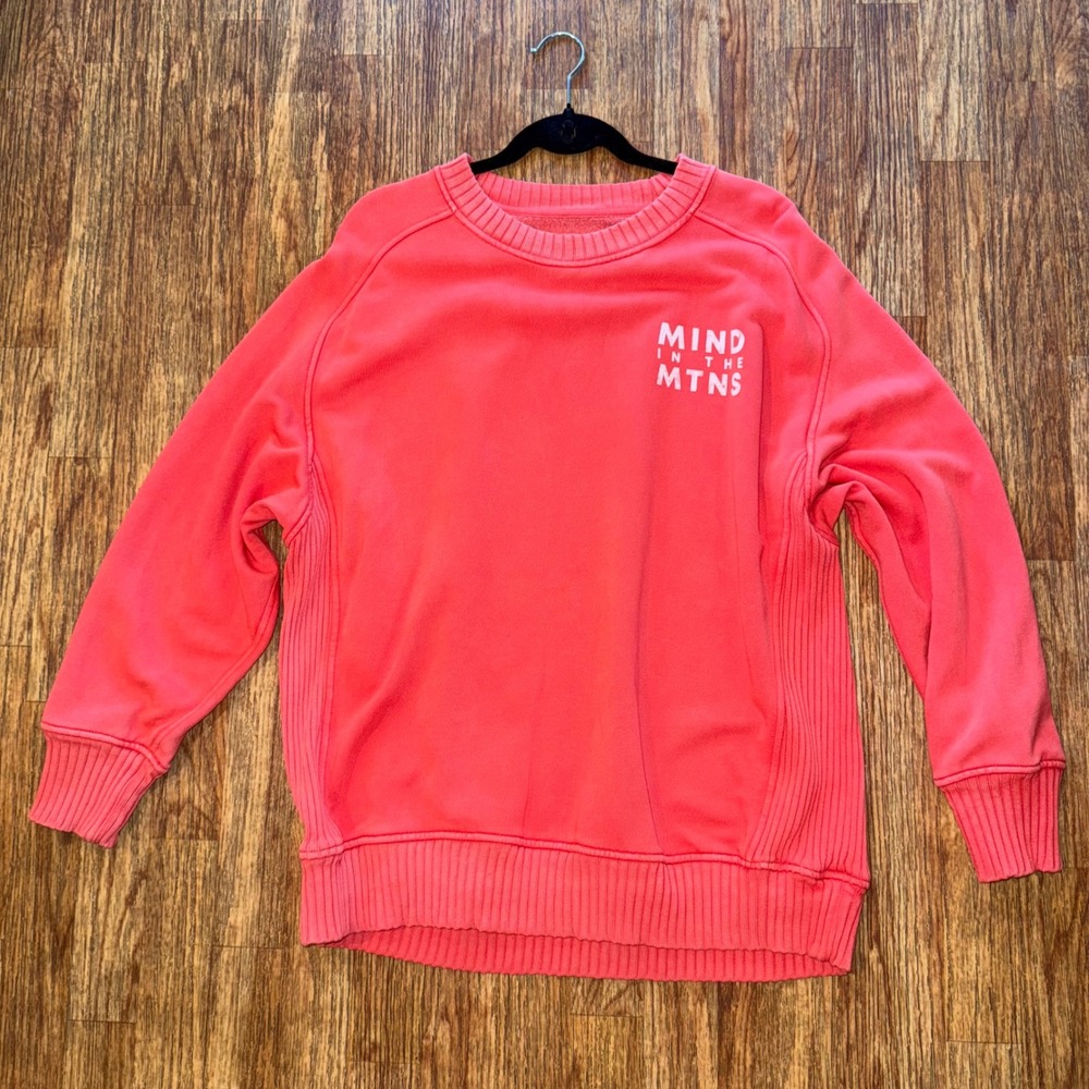 Aerie Mind in the Mountains Coral Red Pullover Sweatshirt Size S Oversized Cozy